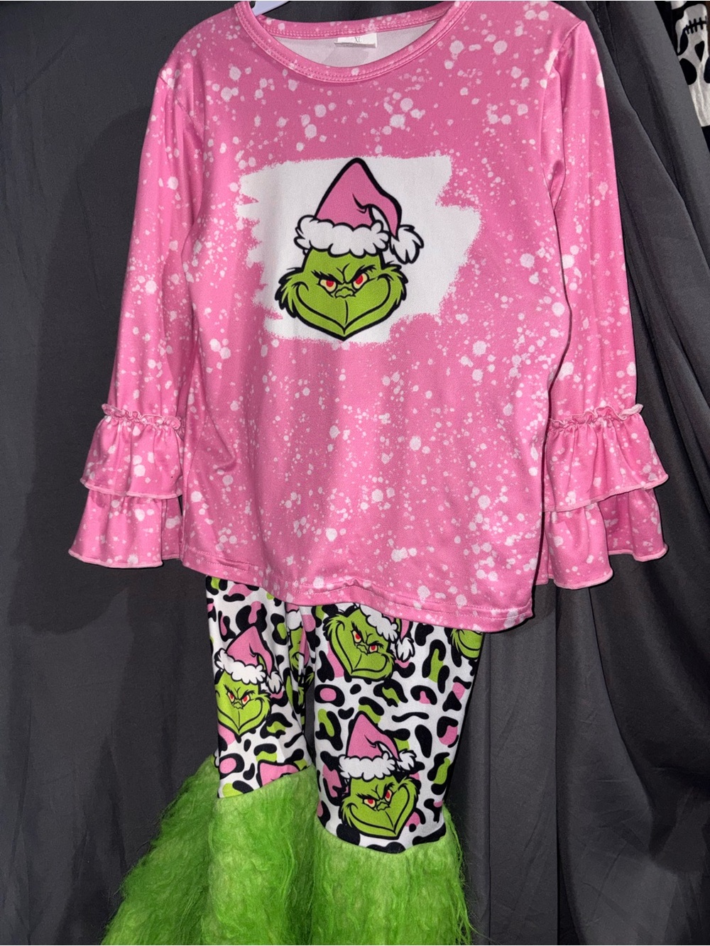 Girls Pink Splash Print Long Sleeve Top Grinch